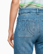 Marc Cain denim pants fabric texture and turn-up hem detail – Áines Boutique