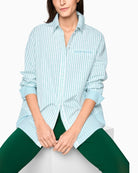 Marc Cain vertical stripe cotton fabric close-up – Áines Boutique