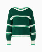 Marc Cain green striped sweater front view – Áines Boutique