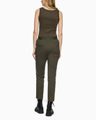 Back of Marc Cain SYDNEY trousers in olive with stitched crease and cropped leg