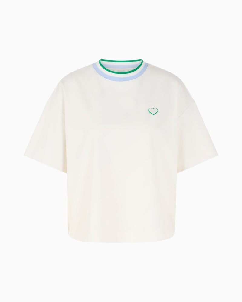 Marc Cain off white short sleeve T-shirt front view – Áines Boutique