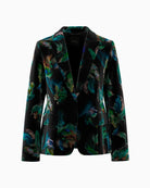 Velvet blazer by Marc Cain with mystical feather print and soft tailored fit