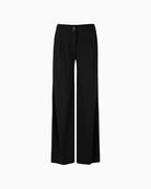 Front view of Marc Cain WICHITA high waist wide fit trousers with press creases and side pockets