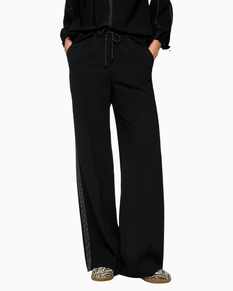 Marc Cain WELKOM trousers in soft polyester with wide-leg silhouette