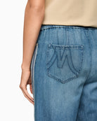 Marc Cain denim trousers waistband detail close-up – Áines Boutique