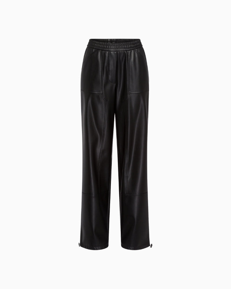 Front view of Marc Aurel black trousers – straight leg style