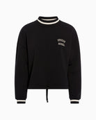 Front view of logo sweatshirt showing round neckline and embroidered chest