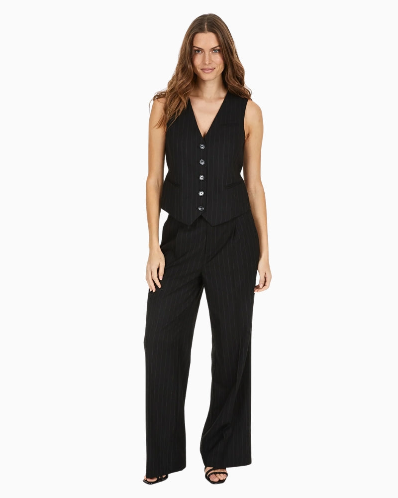 Styled outfit featuring Marc Aurel trousers with a blouse and blazer