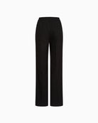 Back view of full-length pinstripe trousers in flannel blend