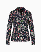 Marc Cain Blouse with All-Over Print in Navy floral print detail