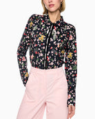 Marc Cain Blouse with All-Over Print in Navy front view