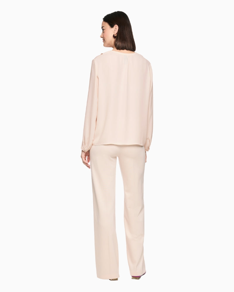 Marc Cain Blouse with Flounces in Light Beige, back view