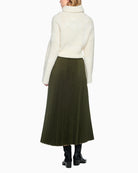 Marc Cain Boiled Wool Midi Skirt in Forest Night New back view