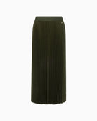 Marc Cain Boiled Wool Midi Skirt in Forest Night New waistband detail