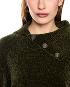 Marc Cain Chenille Yarn Turtleneck Jumper in Forest Night New turtleneck detail