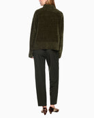 Marc Cain Chenille Yarn Turtleneck Jumper in Khaki back view