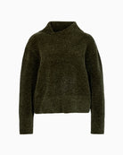 Marc Cain Chenille Yarn Turtleneck Jumper in Khaki front view