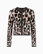 Front view of Marc Cain organic cotton cardigan with round neck and buttons