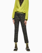 Marc Cain FREDERICA pull-on trousers in olive leopard print