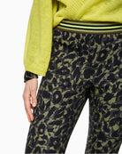 Close-up of elastic waistband on Marc Cain FREDERICA trousers