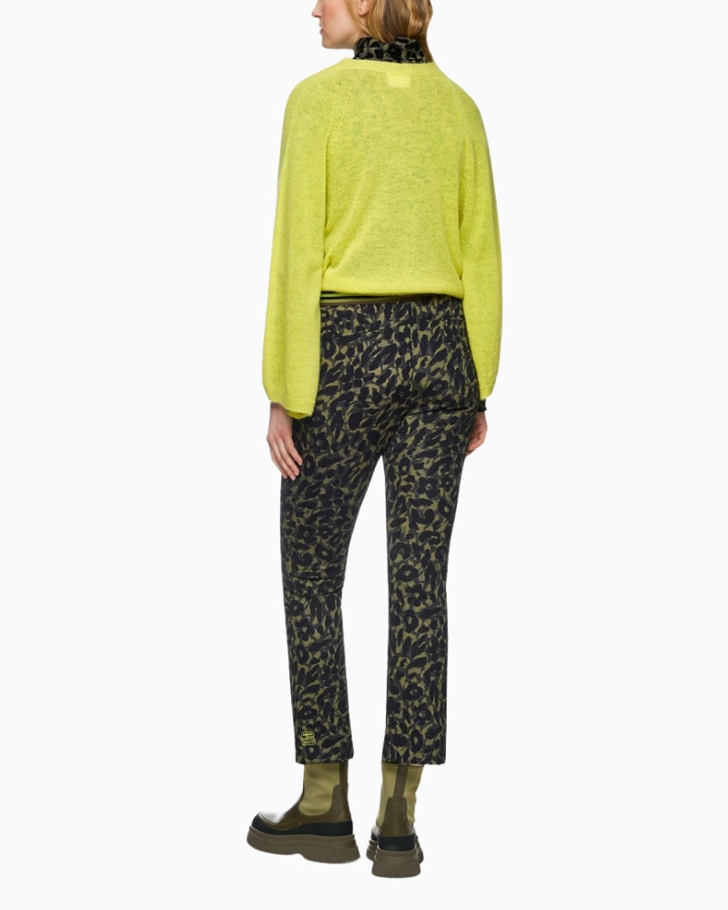 Back view showing fit and length of cropped bootcut trousers