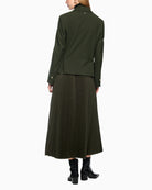 Marc Cain Fitted Double-Breasted Blazer in Khaki back view