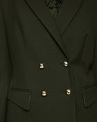 Marc Cain Fitted Double-Breasted Blazer in Khaki button detail