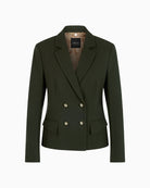 Marc Cain Fitted Double-Breasted Blazer in Khaki fabric detail
