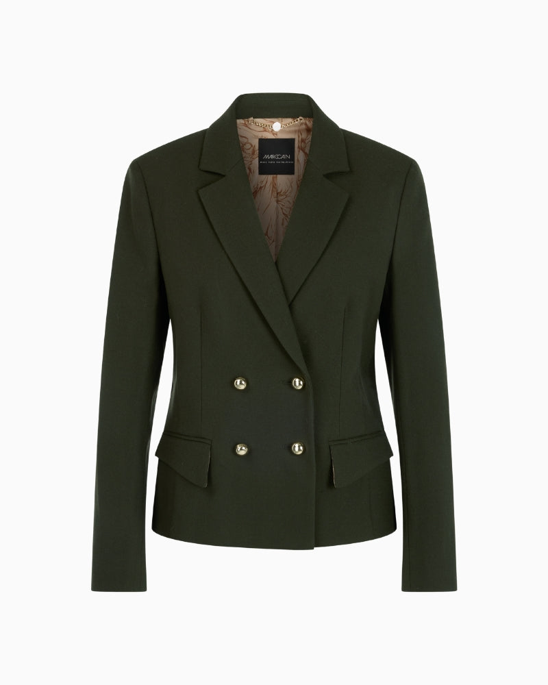 Marc Cain Fitted Double-Breasted Blazer in Khaki fabric detail