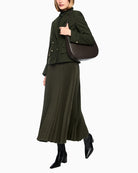 Marc Cain Fitted Double-Breasted Blazer in Khaki sleeve detail