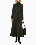 Marc Cain Fitted Double-Breasted Blazer in Khaki styled view