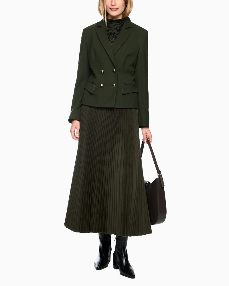Marc Cain Fitted Double-Breasted Blazer in Khaki styled view