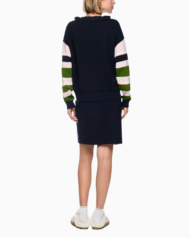 Marc Cain Knitted in Germany Striped Jumper in Navy Multi back view