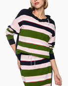 Marc Cain Knitted in Germany Striped Jumper in Navy Multi front view