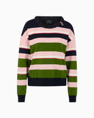 Marc Cain Knitted in Germany Striped Jumper in Navy Multi stripe detail