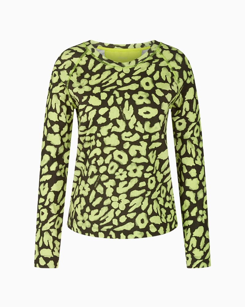 Slim-fit leopard top with long sleeves and round neckline