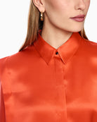 Marc Cain Luxurious Silk Blouse in Orange collar detail