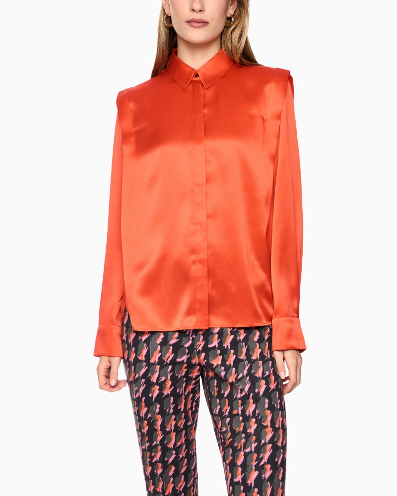 Marc Cain Luxurious Silk Blouse in Orange front view