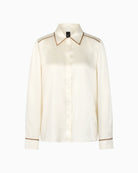 Marc Cain Luxurious Silk Blouse in off-white button placket detail