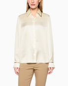 Marc Cain Luxurious Silk Blouse in off-white front view