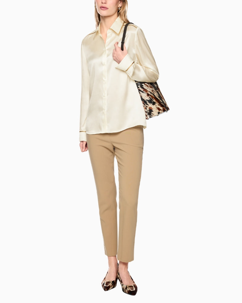 Marc Cain Luxurious Silk Blouse in off-white styled view