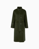 Marc Cain Luxury Coat in Khaki button and zip detail
