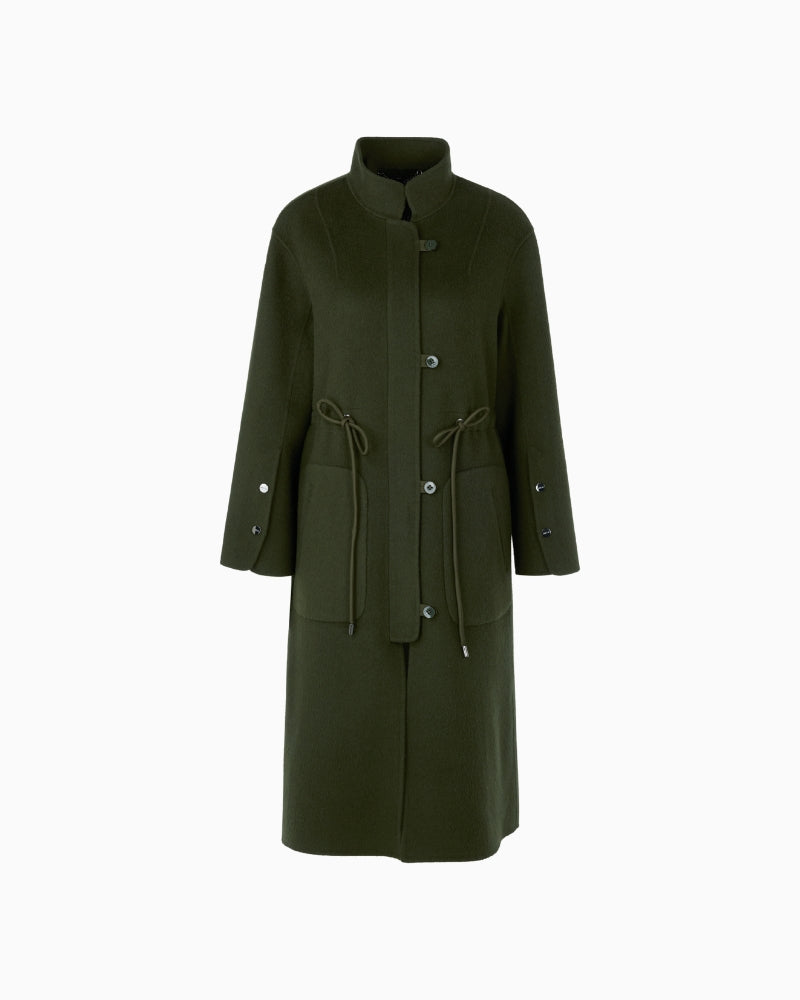 Marc Cain Luxury Coat in Khaki button and zip detail