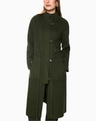 Marc Cain Luxury Coat in Khaki button and zip detail