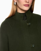 Marc Cain Luxury Coat in Khaki drawstring collar detail
