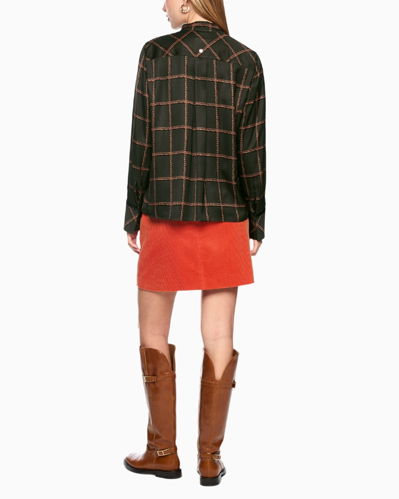 Marc Cain Printed Viscose Blouse in Khaki back view