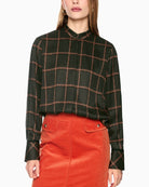 Marc Cain Printed Viscose Blouse in Khaki front view