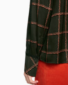 Marc Cain Printed Viscose Blouse in Khaki sleeve details