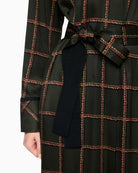 Marc Cain Printed Viscose Dress in Khaki tie belt detail