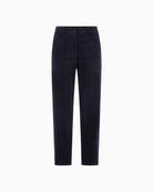 Marc Cain Ruma O-Shape Relaxed Fit Cord Trousers in Navy fabric detail